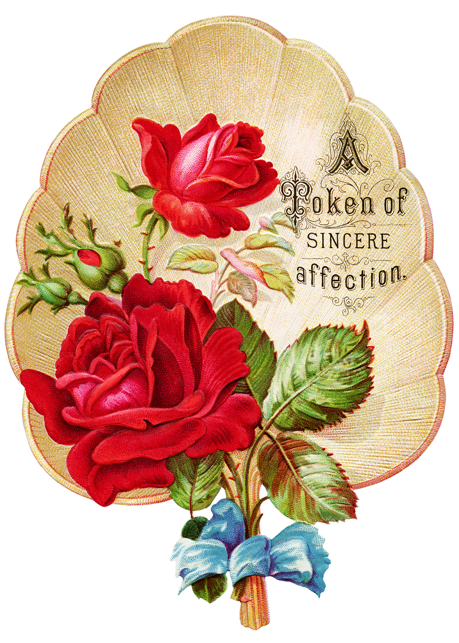 Red roses on a. Fan clipart old fashioned