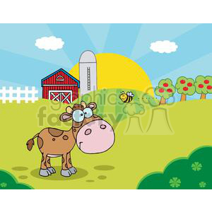 Country farm scene with. Field clipart barn