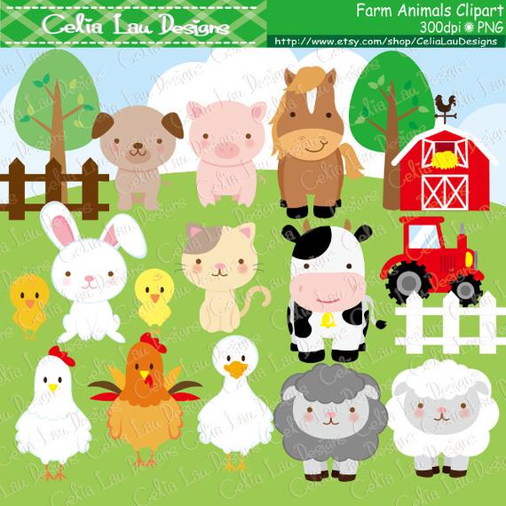Animals clip art party. Farm clipart cute