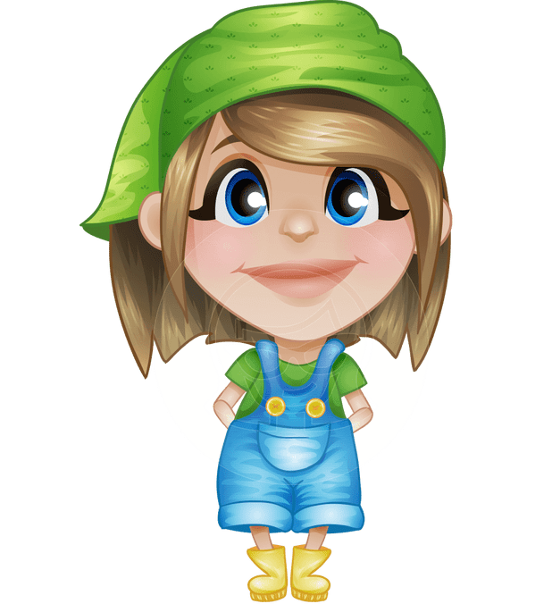 Little girl cartoon characters. Farmer clipart lady