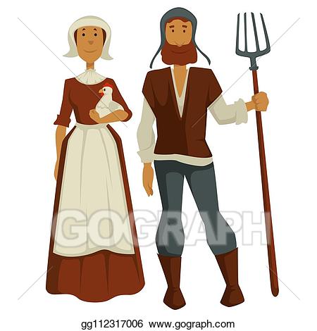 Farmers clipart peasant. Vector stock peasants family