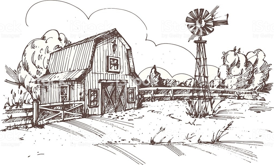 Download farm drawing . Farmhouse clipart house line art