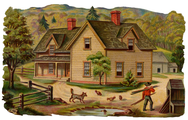 farmhouse clipart rural house