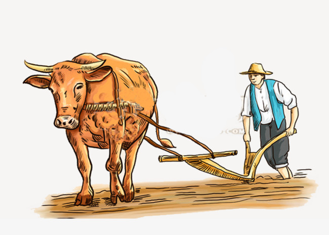 Farming clipart. Farmer buffalo farmland old