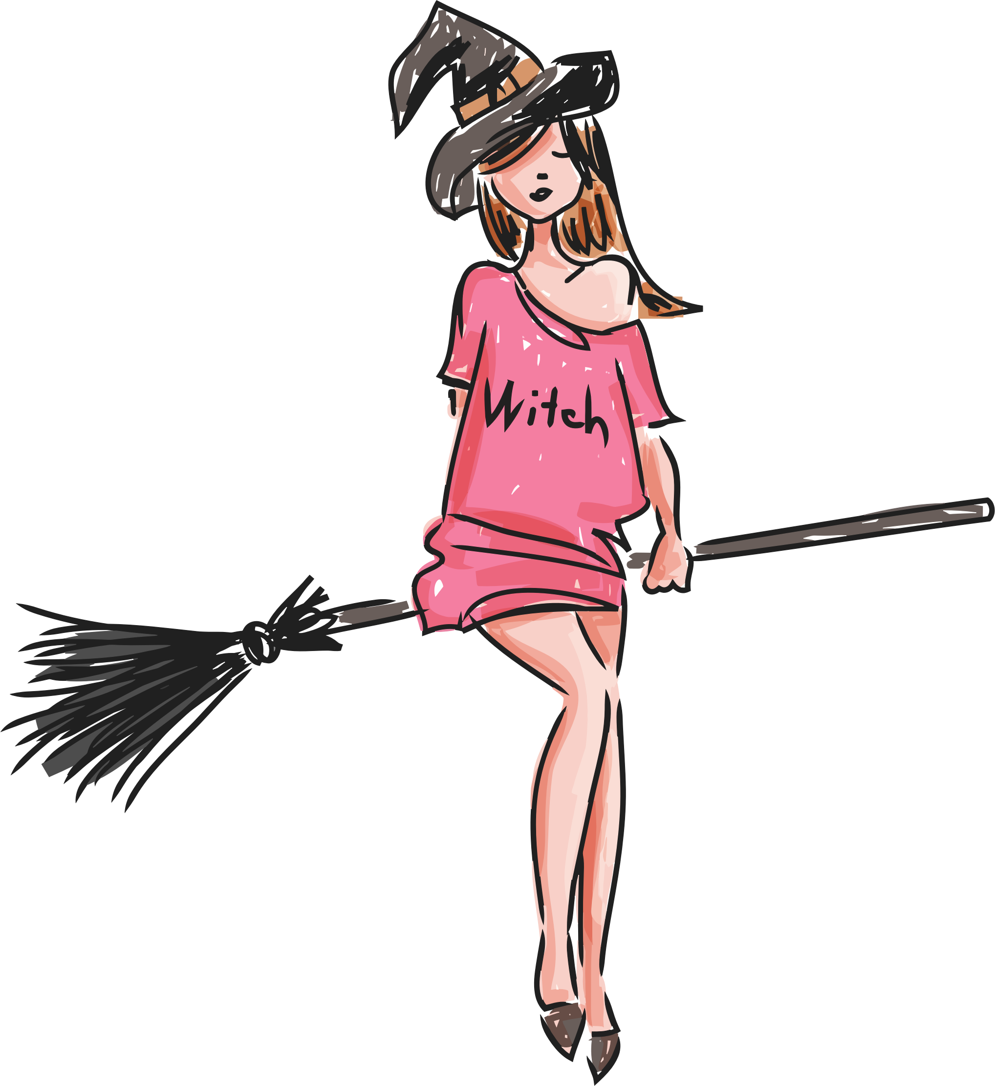 Young sketch big image. Witch clipart cute