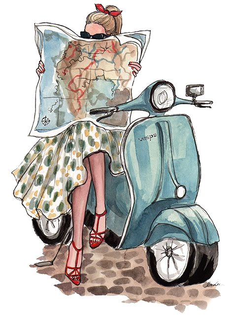 Paris clipart scooter. Fashion week illustration travel