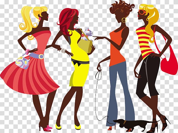 Cartoon female silhouette women. Fashion clipart fashionable