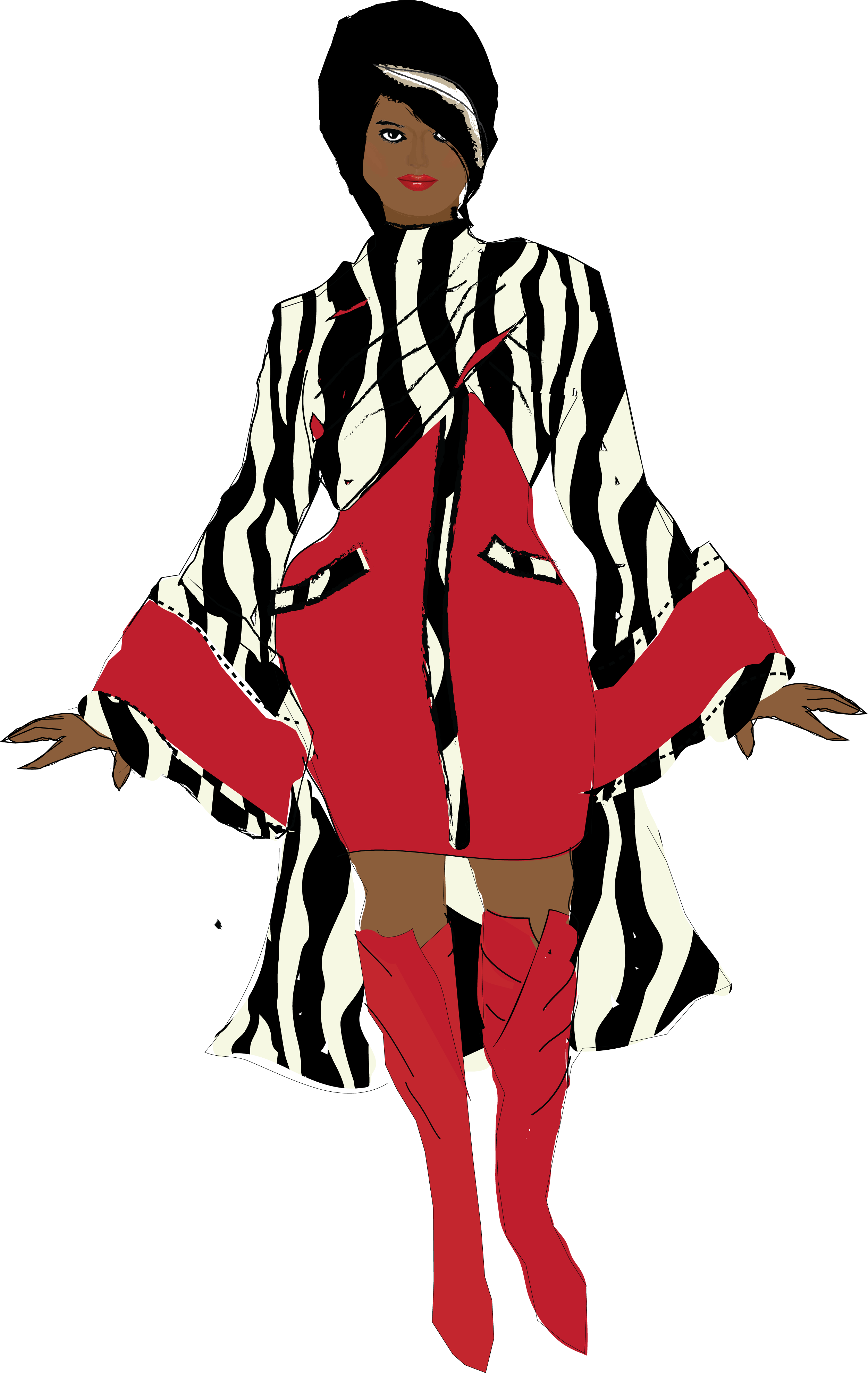 Fashion clipart mini dress. Vector image red zebra