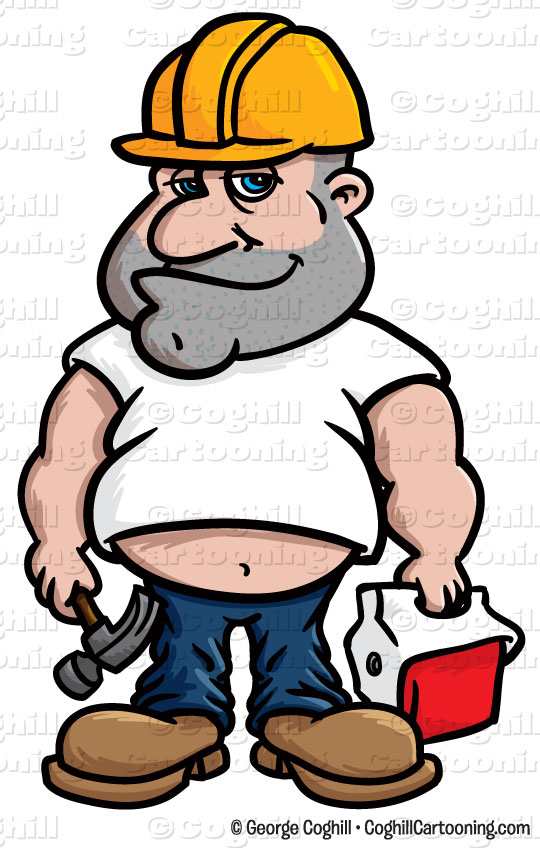 Cartoon construction worker clip. Fat clipart