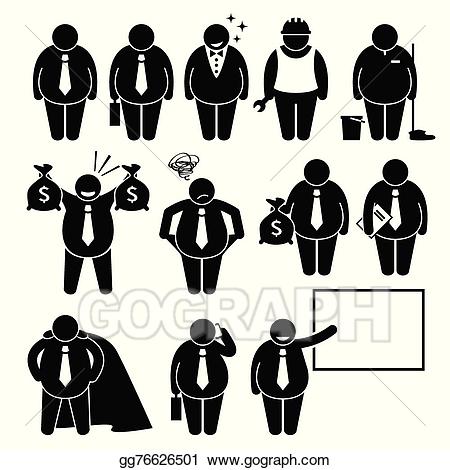 Vector illustration business man. Fat clipart businessman