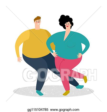 Fat clipart plump. Eps illustration dancing couple
