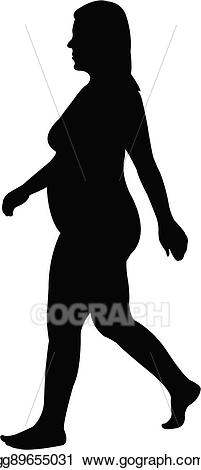 Eps illustration woman walking. Fat clipart walk