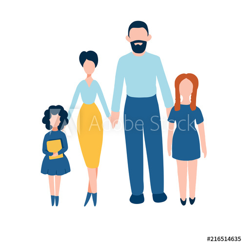 Happy flat icons set. Father clipart family 2