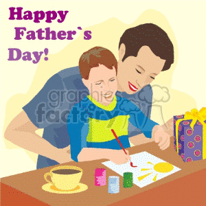 Father clipart painting. Single parent with child