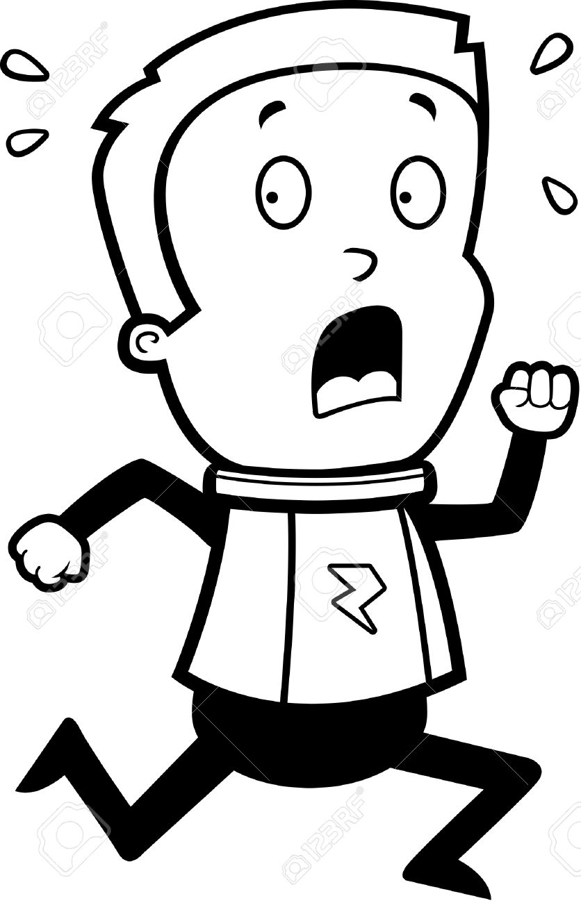 fear clipart black and white