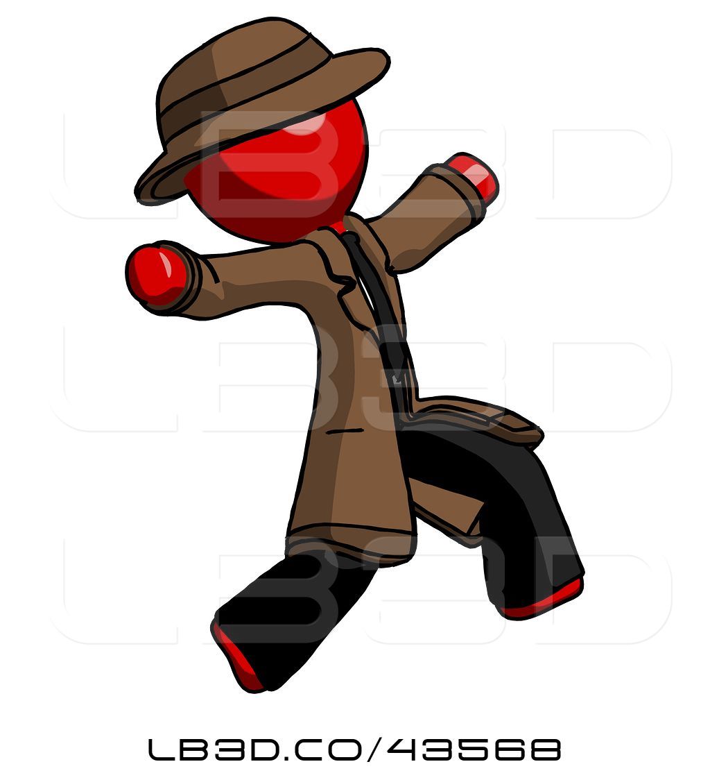 Illustration of red detective. Fear clipart hysteria