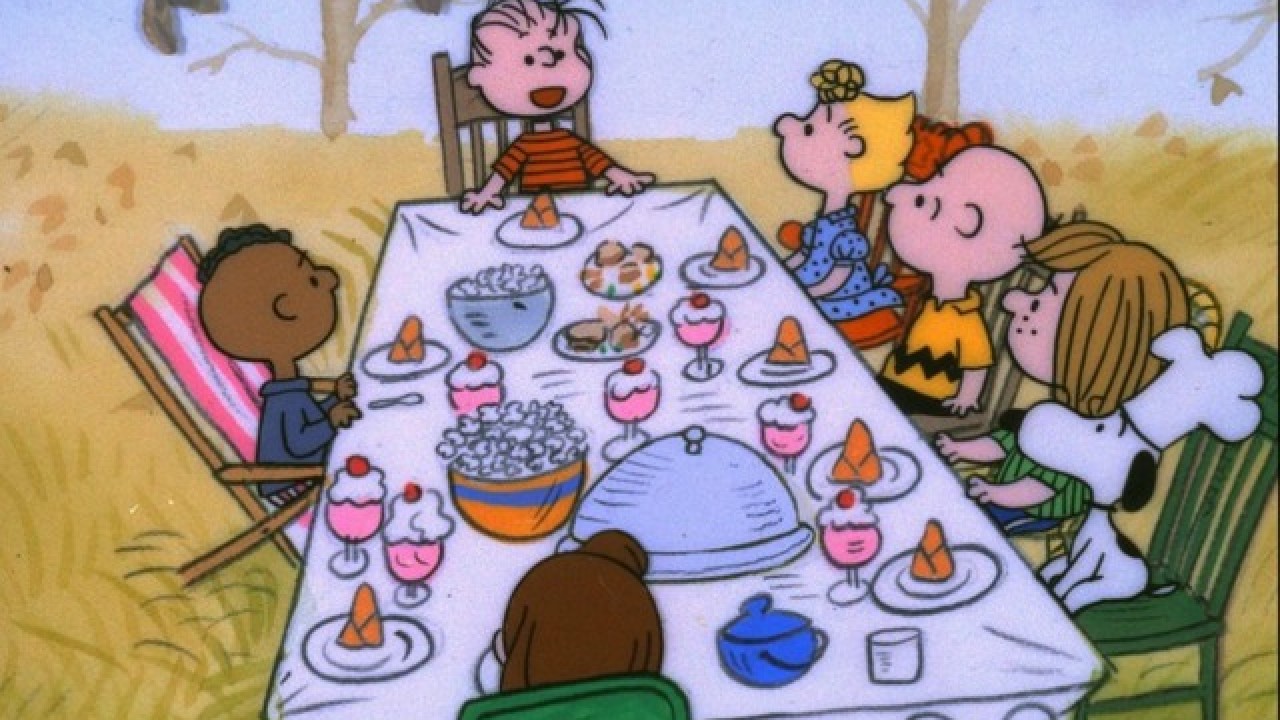Feast clipart charlie brown thanksgiving. Watch a on abc