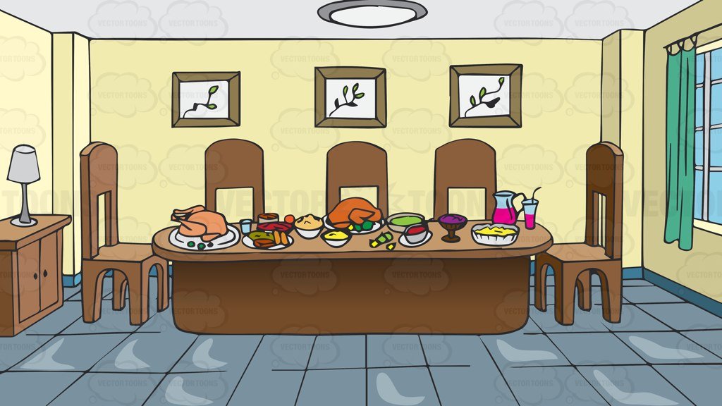 feast clipart table full food