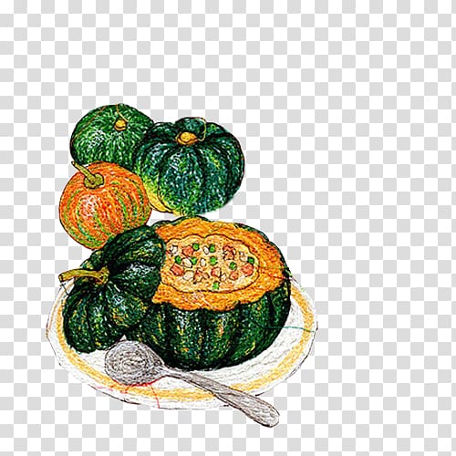 Feast clipart vegetable. Pumpkin calabaza illustration hand