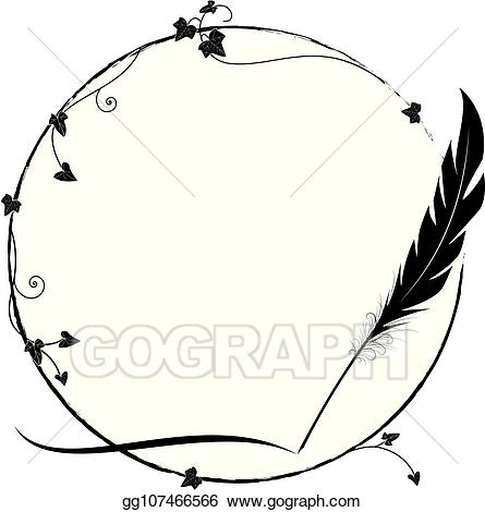 Vector illustration with ivy. Feather clipart frame
