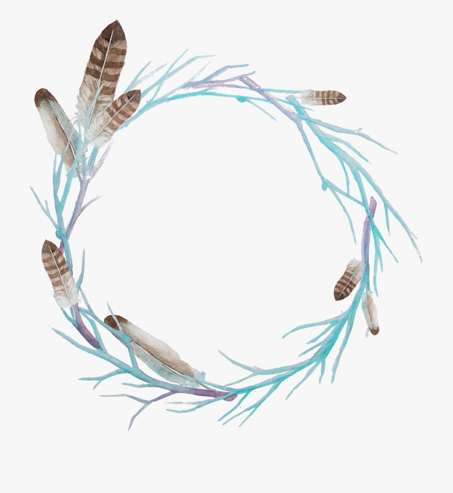 Feather clipart frame. Border wreath circle round