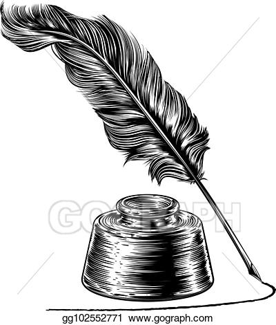 Feather clipart ink. Vector stock writing quill