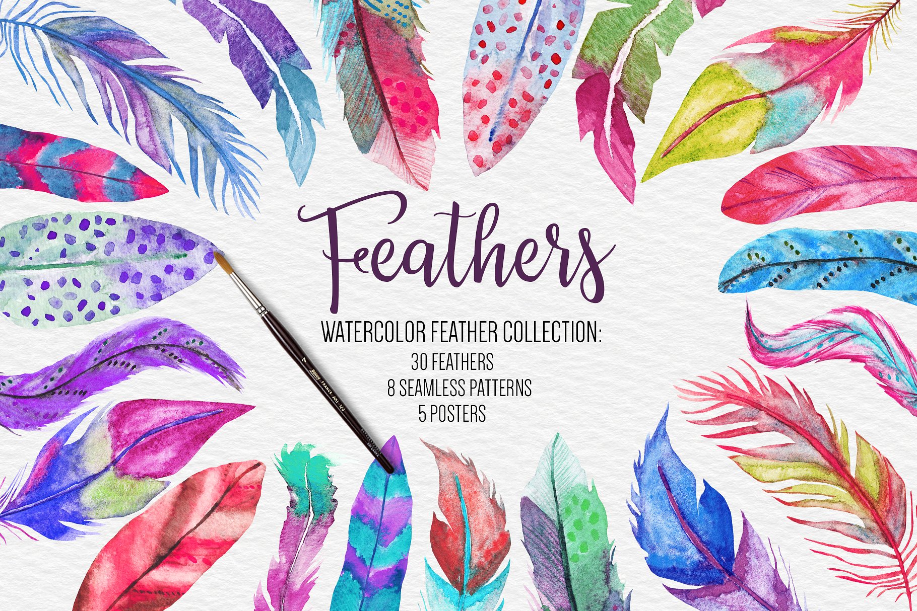 feather clipart watercolor
