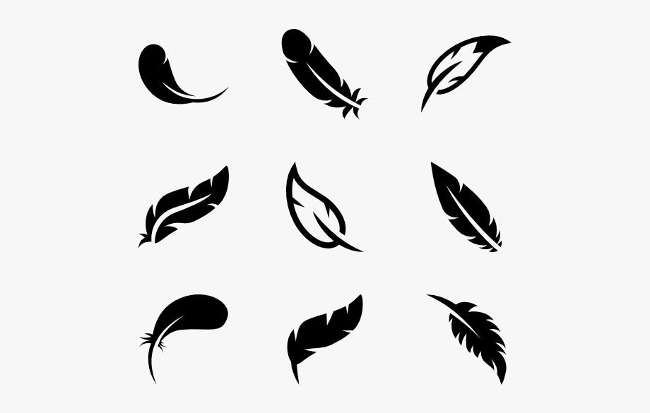 feathers clipart black and white