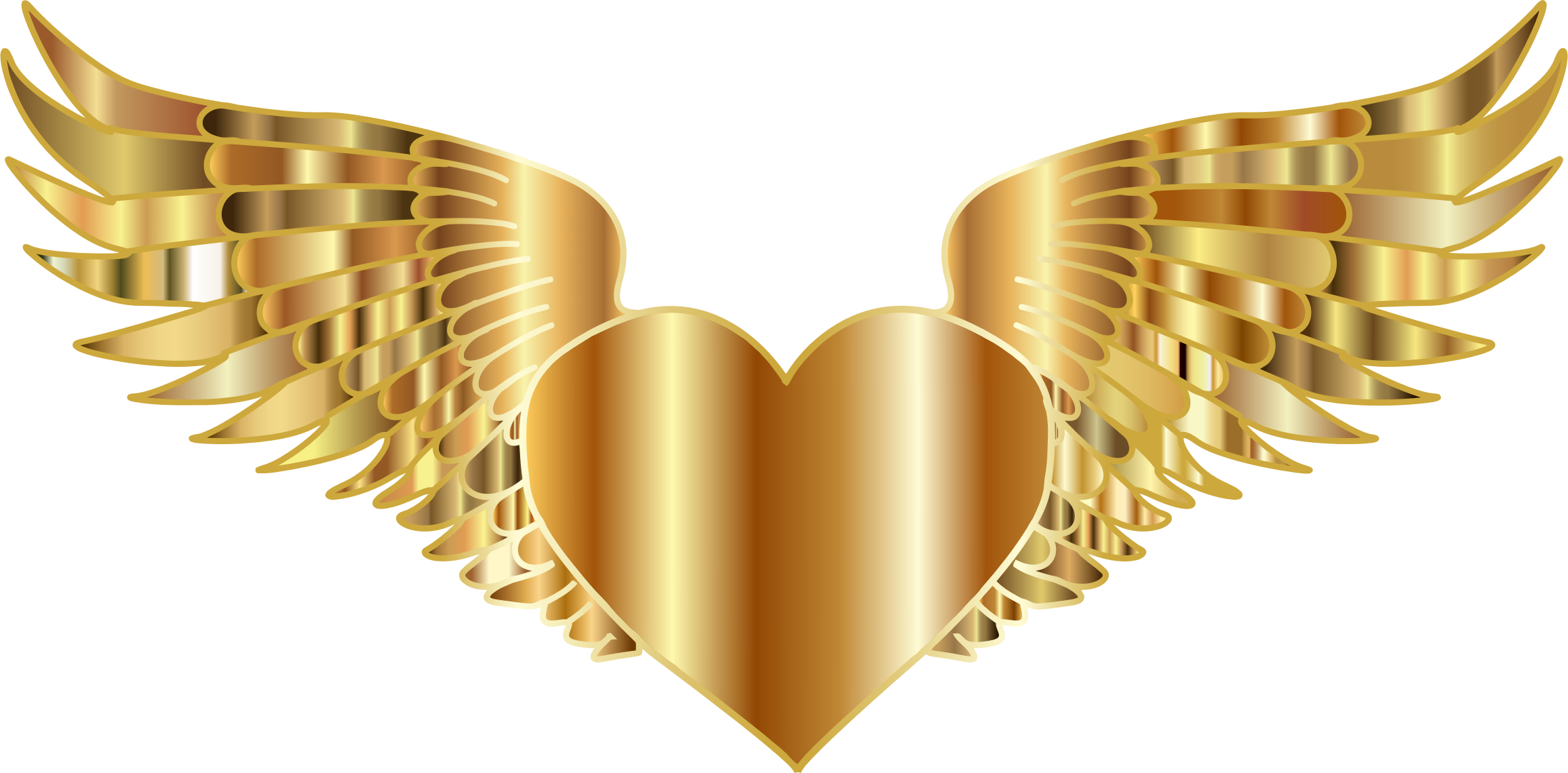 Wing clipart heart. Golden flying big image