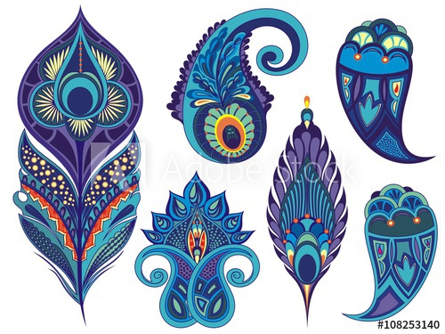 feathers clipart paisley peacock