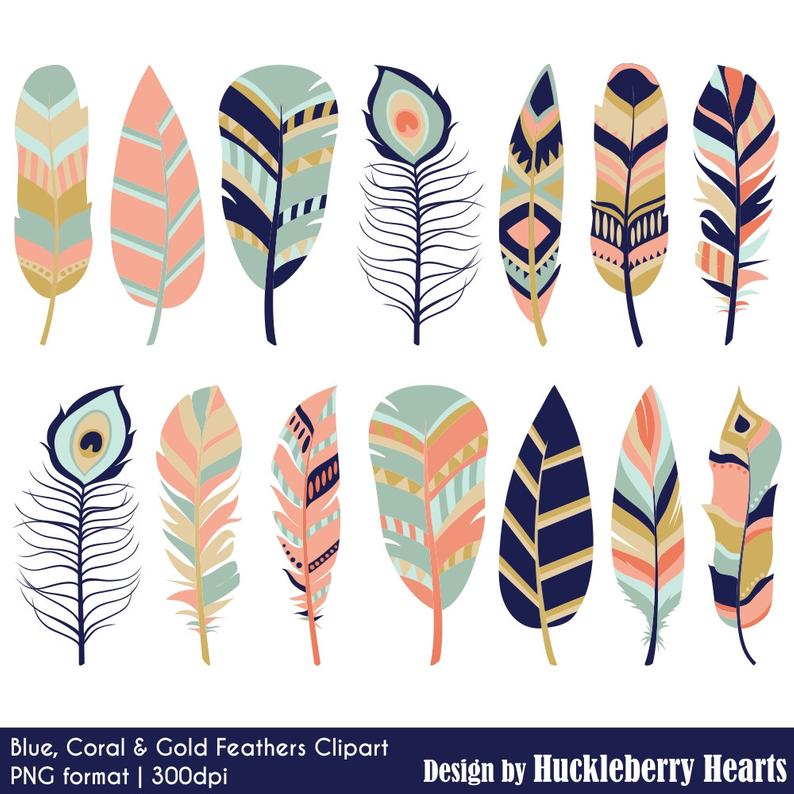 feathers clipart teal