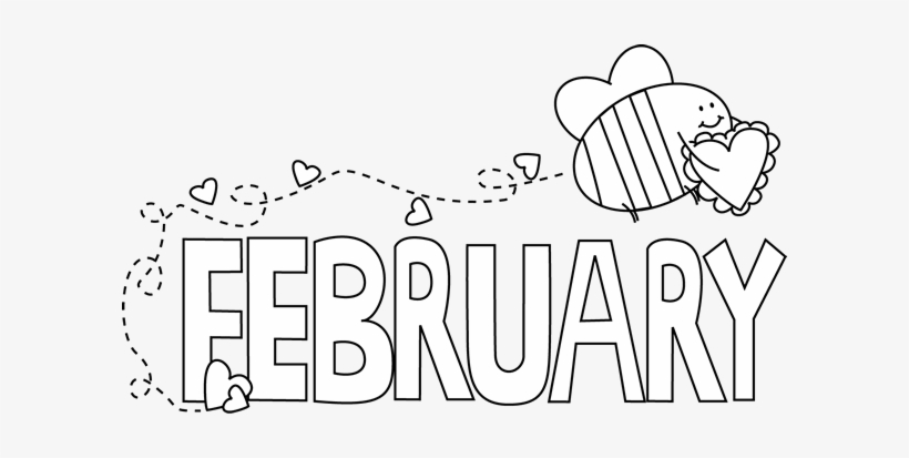 february clipart black and white