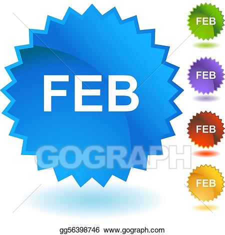 February clipart blue. Vector stock illustration gg