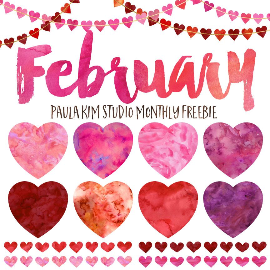 february clipart watercolor