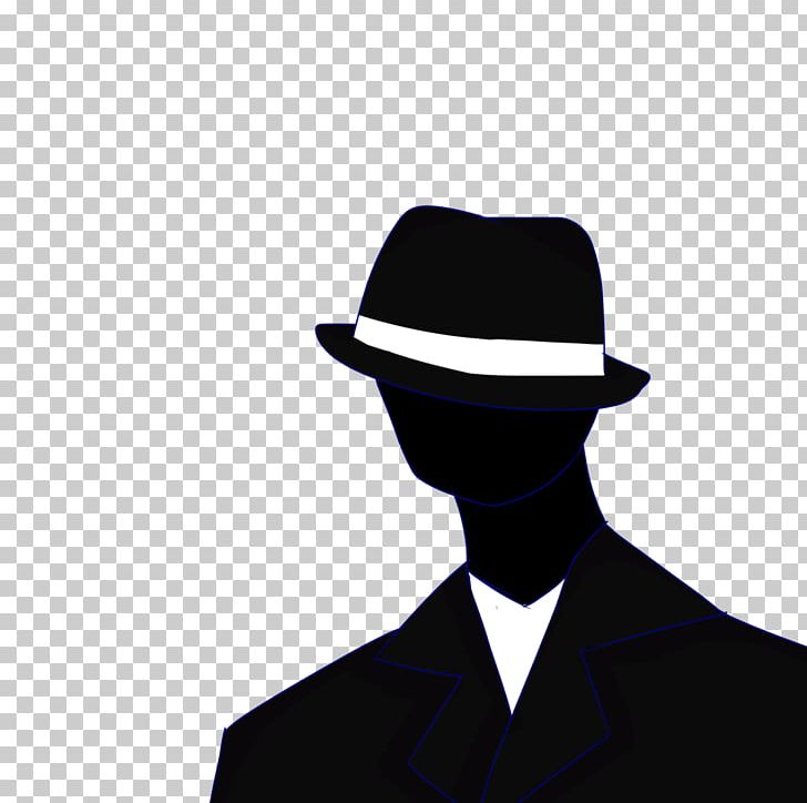 Silhouette black white png. Fedora clipart gentleman hat