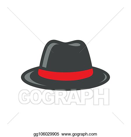 Vector stock black illustration. Fedora clipart grey hat