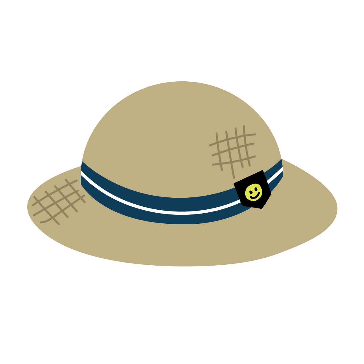 Straw hat illustration card. Fedora clipart new year