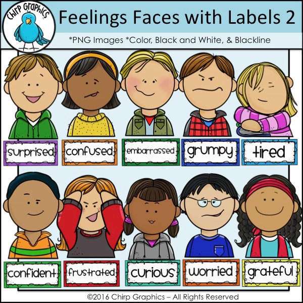 Emotions clipart emotion chart. Kids feelings faces clip