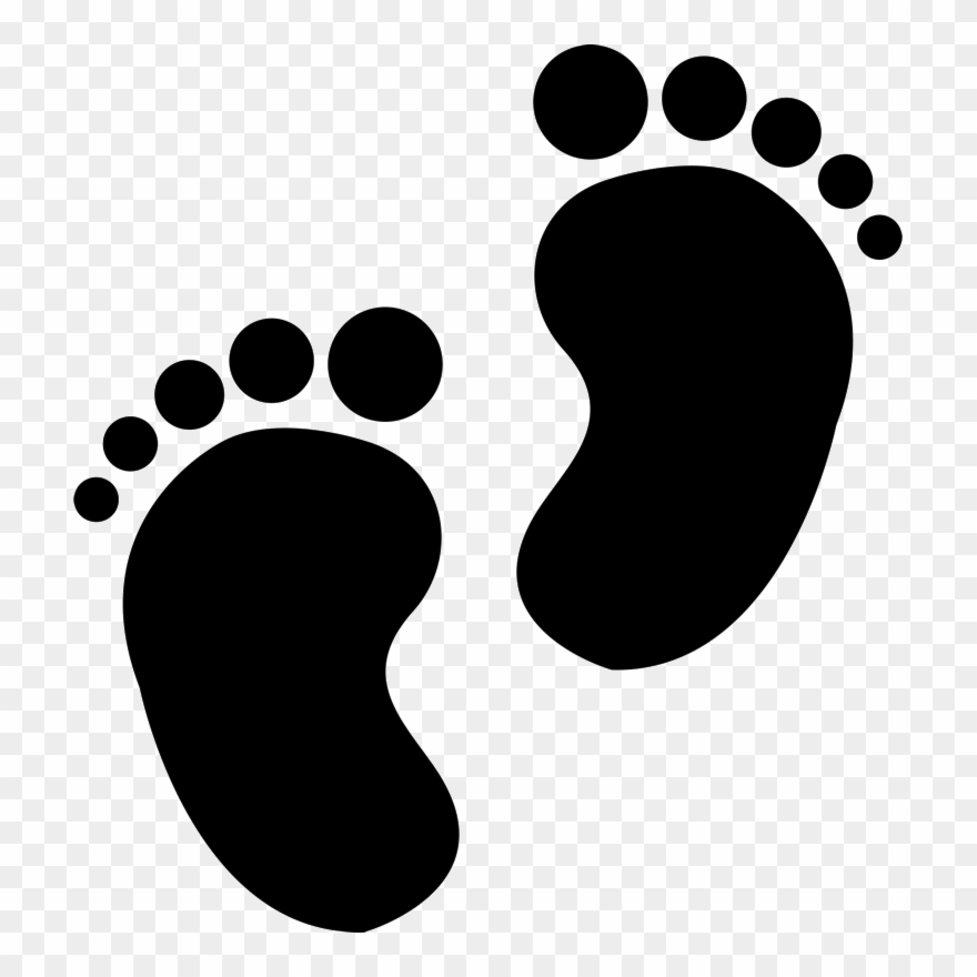 Baby feet stamp black. Footprint clipart silhouette