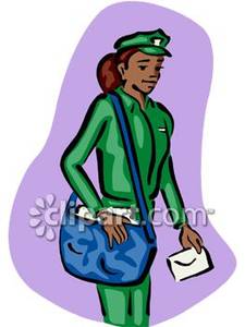 Delivering royalty free picture. Female clipart mail carrier