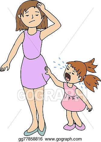 Female clipart mother. Eps vector stressed mom