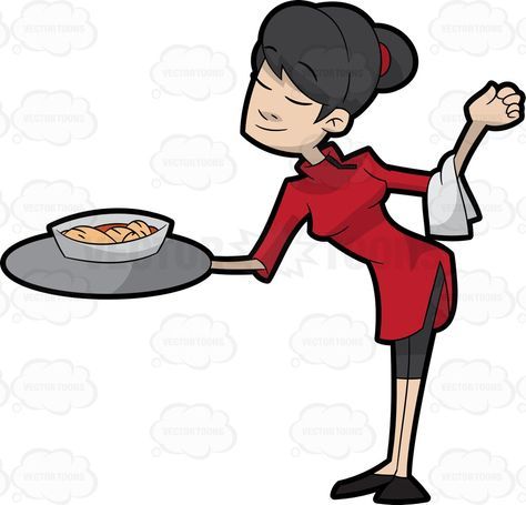 Waitress clipart waiter chinese. A female of restaurant