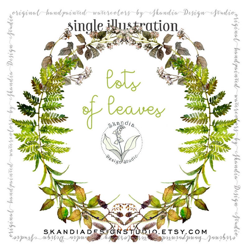 Fern clipart woodland. Watercolor hand painted wreath