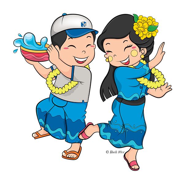 Water photo songkran . Festival clipart cartoon