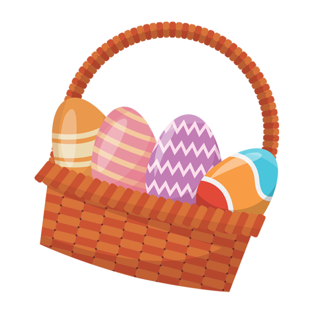 Festival clipart colorful abstract. Easter basket with eggs