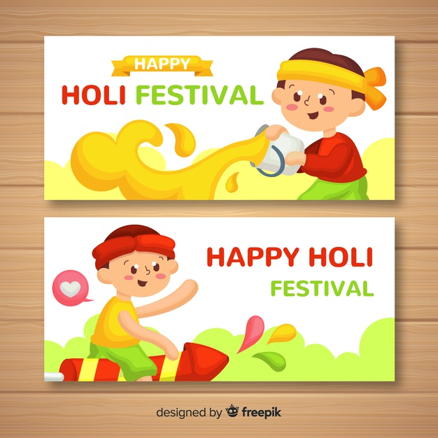 Kid holi nohat . Festival clipart fun banner