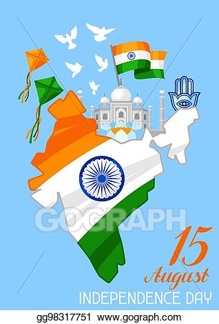 Vector independence day greeting. Festival clipart india tourism