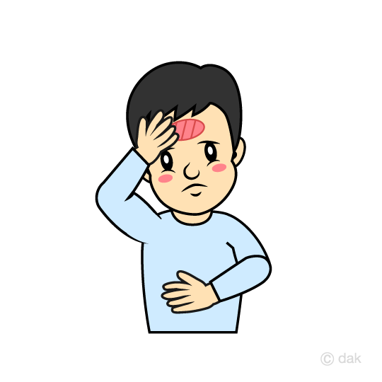 Free boy with bip. Pain clipart fever