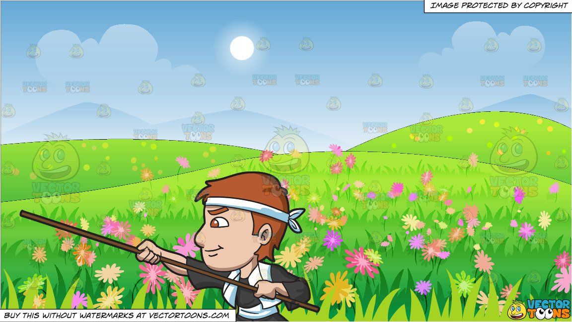 A man training with. Field clipart cartoon