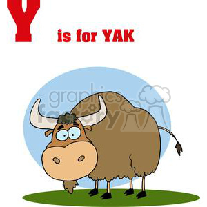 Field clipart cartoon. Yak grasing in a